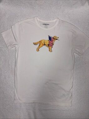 Crewcuts Dog golden retriever American Flag Graphic Tee Collector boys xl 12/14